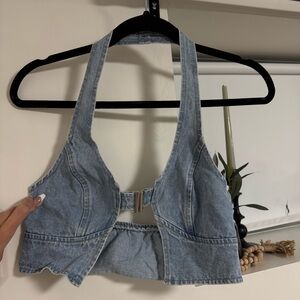 Denim Halter Crop Top